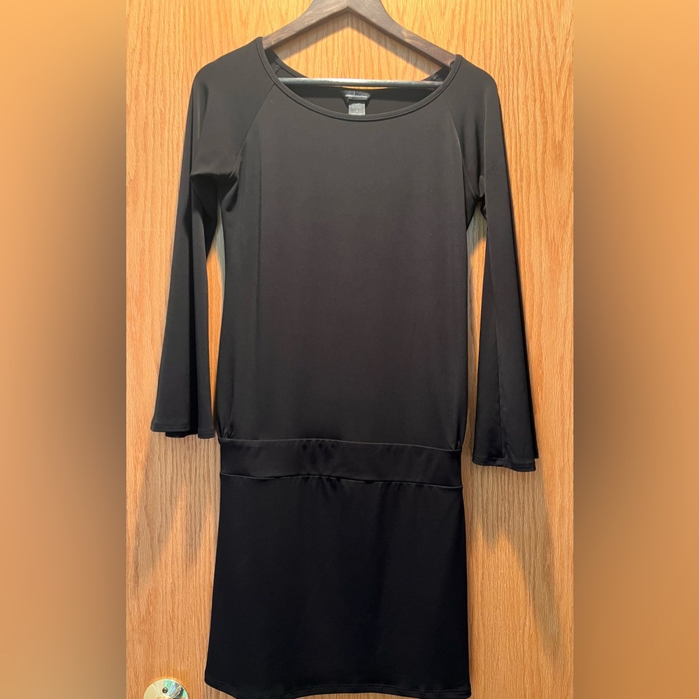 Elegant Black Long Sleeve Mini Dress
